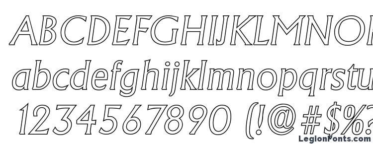 глифы шрифта AdelonOutline Light Italic, символы шрифта AdelonOutline Light Italic, символьная карта шрифта AdelonOutline Light Italic, предварительный просмотр шрифта AdelonOutline Light Italic, алфавит шрифта AdelonOutline Light Italic, шрифт AdelonOutline Light Italic