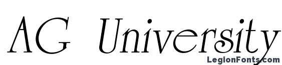 шрифт AG University Italic, бесплатный шрифт AG University Italic, предварительный просмотр шрифта AG University Italic
