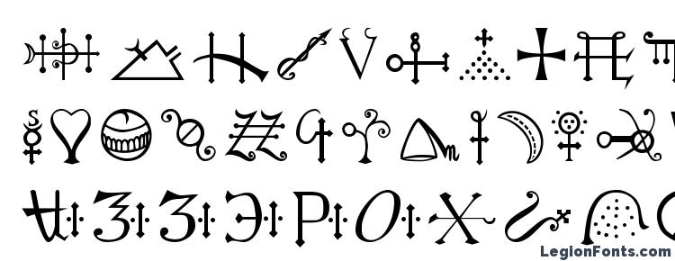 глифы шрифта Alchemyc, символы шрифта Alchemyc, символьная карта шрифта Alchemyc, предварительный просмотр шрифта Alchemyc, алфавит шрифта Alchemyc, шрифт Alchemyc
