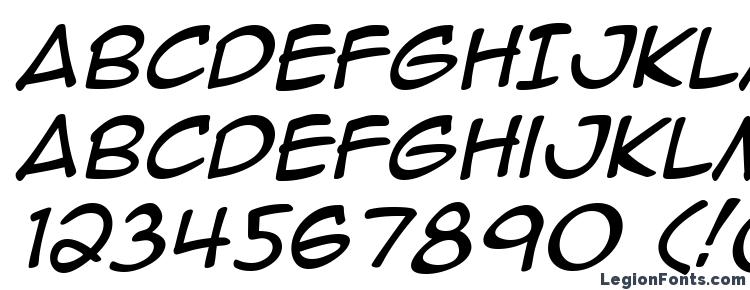 глифы шрифта Anime Ace Italic, символы шрифта Anime Ace Italic, символьная карта шрифта Anime Ace Italic, предварительный просмотр шрифта Anime Ace Italic, алфавит шрифта Anime Ace Italic, шрифт Anime Ace Italic