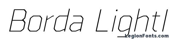 шрифт Borda LightItalic, бесплатный шрифт Borda LightItalic, предварительный просмотр шрифта Borda LightItalic