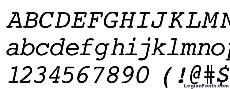 glyphs Courier Normal Italic font, сharacters Courier Normal Italic font, symbols Courier Normal Italic font, character map Courier Normal Italic font, preview Courier Normal Italic font, abc Courier Normal Italic font, Courier Normal Italic font