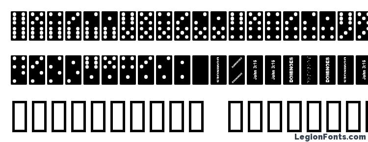глифы шрифта Dominoes, символы шрифта Dominoes, символьная карта шрифта Dominoes, предварительный просмотр шрифта Dominoes, алфавит шрифта Dominoes, шрифт Dominoes