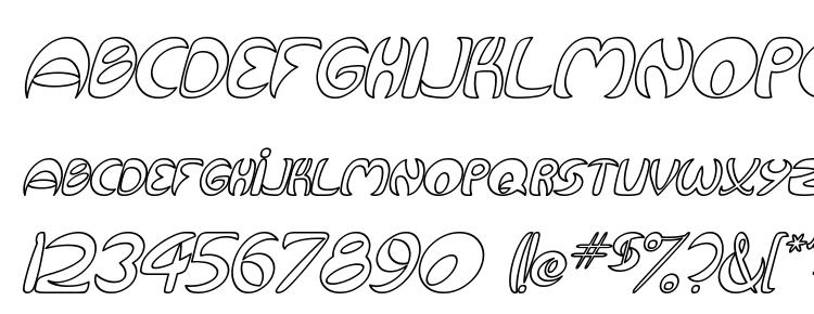 глифы шрифта Qurve Hollow Italic, символы шрифта Qurve Hollow Italic, символьная карта шрифта Qurve Hollow Italic, предварительный просмотр шрифта Qurve Hollow Italic, алфавит шрифта Qurve Hollow Italic, шрифт Qurve Hollow Italic