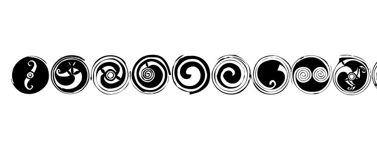 глифы шрифта Spirals, символы шрифта Spirals, символьная карта шрифта Spirals, предварительный просмотр шрифта Spirals, алфавит шрифта Spirals, шрифт Spirals
