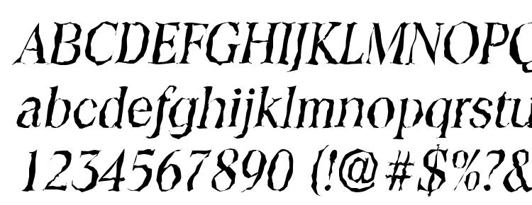 glyphs ToledoRandom Italic font, сharacters ToledoRandom Italic font, symbols ToledoRandom Italic font, character map ToledoRandom Italic font, preview ToledoRandom Italic font, abc ToledoRandom Italic font, ToledoRandom Italic font