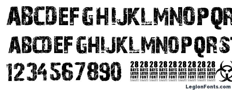 glyphs 28 Days Later font, сharacters 28 Days Later font, symbols 28 Days Later font, character map 28 Days Later font, preview 28 Days Later font, abc 28 Days Later font, 28 Days Later font