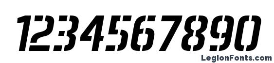 Aero Matics Stencil Italic Font, Number Fonts