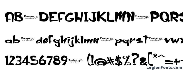 glyphs Badgery font, сharacters Badgery font, symbols Badgery font, character map Badgery font, preview Badgery font, abc Badgery font, Badgery font