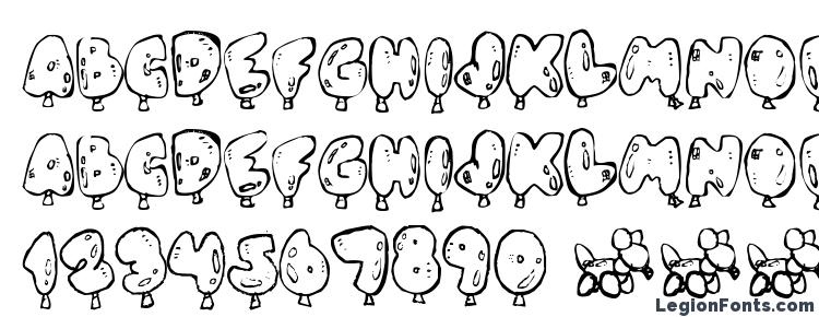 glyphs Balloney font, сharacters Balloney font, symbols Balloney font, character map Balloney font, preview Balloney font, abc Balloney font, Balloney font