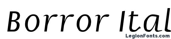 Borror Italic font, free Borror Italic font, preview Borror Italic font