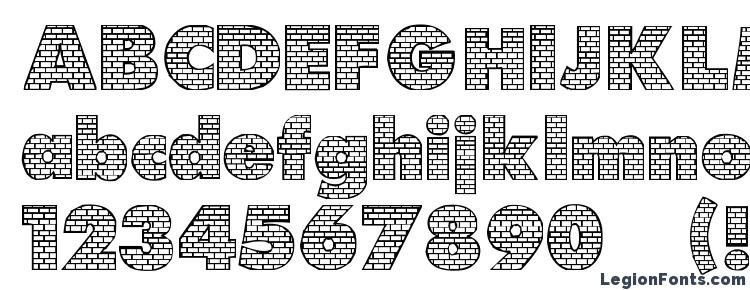 glyphs Bricks font, сharacters Bricks font, symbols Bricks font, character map Bricks font, preview Bricks font, abc Bricks font, Bricks font