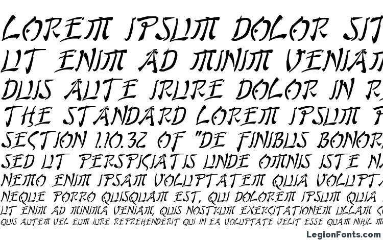 specimens Bushido Italic font, sample Bushido Italic font, an example of writing Bushido Italic font, review Bushido Italic font, preview Bushido Italic font, Bushido Italic font