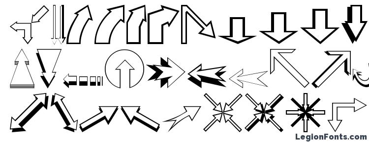 glyphs Carr Arrows (outline) font, сharacters Carr Arrows (outline) font, symbols Carr Arrows (outline) font, character map Carr Arrows (outline) font, preview Carr Arrows (outline) font, abc Carr Arrows (outline) font, Carr Arrows (outline) font