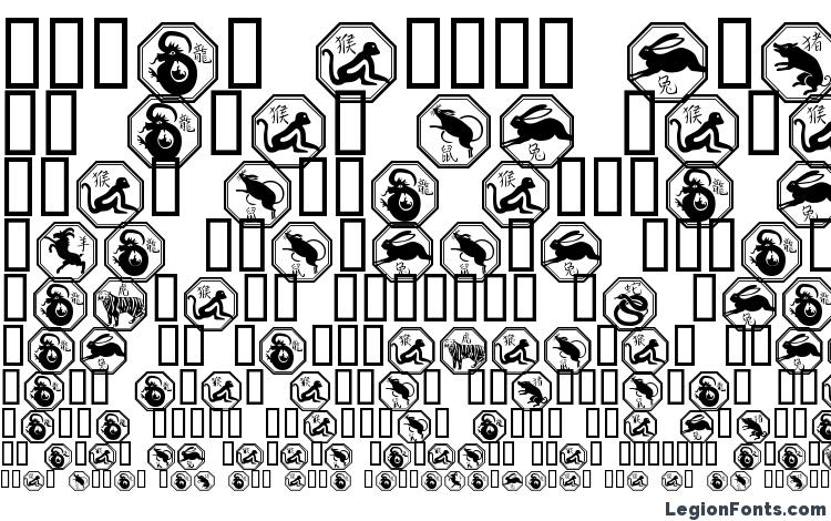 образцы шрифта Chinese Zodiac, образец шрифта Chinese Zodiac, пример написания шрифта Chinese Zodiac, просмотр шрифта Chinese Zodiac, предосмотр шрифта Chinese Zodiac, шрифт Chinese Zodiac
