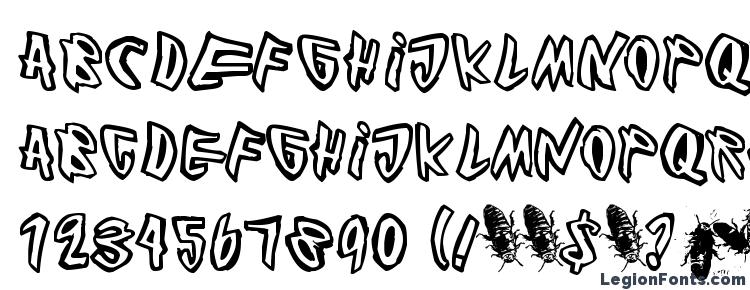 глифы шрифта Cockroach, символы шрифта Cockroach, символьная карта шрифта Cockroach, предварительный просмотр шрифта Cockroach, алфавит шрифта Cockroach, шрифт Cockroach