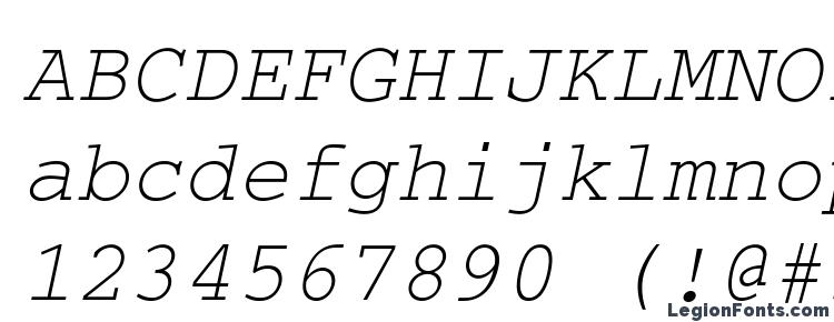 глифы шрифта Courierc oblique, символы шрифта Courierc oblique, символьная карта шрифта Courierc oblique, предварительный просмотр шрифта Courierc oblique, алфавит шрифта Courierc oblique, шрифт Courierc oblique