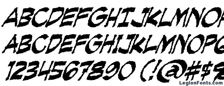 glyphs Creeping Evil Italic font, сharacters Creeping Evil Italic font, symbols Creeping Evil Italic font, character map Creeping Evil Italic font, preview Creeping Evil Italic font, abc Creeping Evil Italic font, Creeping Evil Italic font