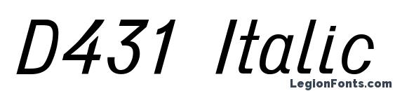 шрифт D431 Italic, бесплатный шрифт D431 Italic, предварительный просмотр шрифта D431 Italic
