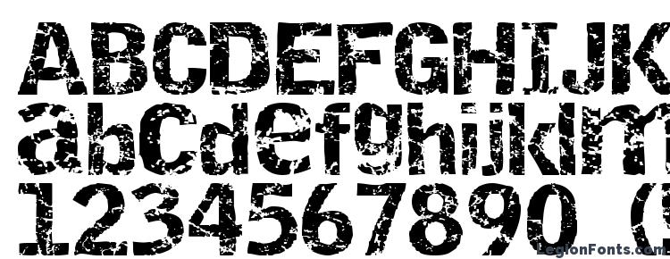 глифы шрифта Destroy, символы шрифта Destroy, символьная карта шрифта Destroy, предварительный просмотр шрифта Destroy, алфавит шрифта Destroy, шрифт Destroy