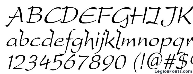 глифы шрифта Dreamerone italic, символы шрифта Dreamerone italic, символьная карта шрифта Dreamerone italic, предварительный просмотр шрифта Dreamerone italic, алфавит шрифта Dreamerone italic, шрифт Dreamerone italic