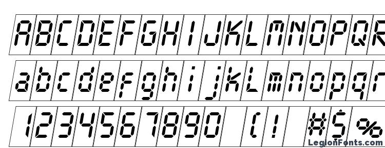 глифы шрифта Electronicawhitec italic, символы шрифта Electronicawhitec italic, символьная карта шрифта Electronicawhitec italic, предварительный просмотр шрифта Electronicawhitec italic, алфавит шрифта Electronicawhitec italic, шрифт Electronicawhitec italic