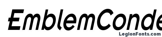 шрифт EmblemCondensed Italic, бесплатный шрифт EmblemCondensed Italic, предварительный просмотр шрифта EmblemCondensed Italic