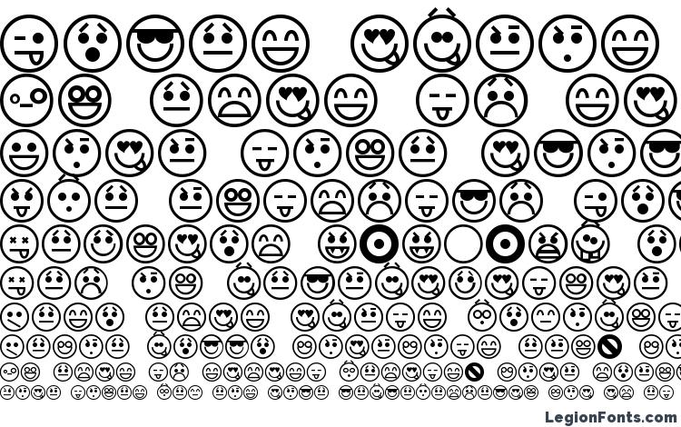 образцы шрифта Emoticons, образец шрифта Emoticons, пример написания шрифта Emoticons, просмотр шрифта Emoticons, предосмотр шрифта Emoticons, шрифт Emoticons