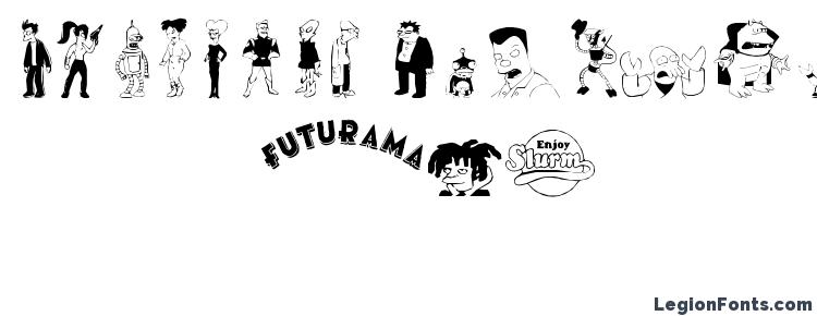 глифы шрифта Futurama dingbats, символы шрифта Futurama dingbats, символьная карта шрифта Futurama dingbats, предварительный просмотр шрифта Futurama dingbats, алфавит шрифта Futurama dingbats, шрифт Futurama dingbats