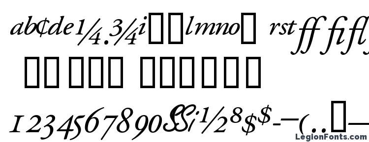 глифы шрифта Garamondprossk italic, символы шрифта Garamondprossk italic, символьная карта шрифта Garamondprossk italic, предварительный просмотр шрифта Garamondprossk italic, алфавит шрифта Garamondprossk italic, шрифт Garamondprossk italic