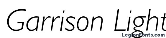 шрифт Garrison Light Sans ITALIC, бесплатный шрифт Garrison Light Sans ITALIC, предварительный просмотр шрифта Garrison Light Sans ITALIC