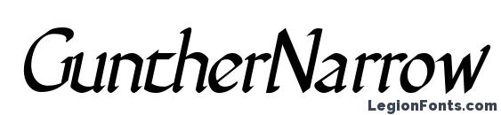 шрифт GuntherNarrow Italic, бесплатный шрифт GuntherNarrow Italic, предварительный просмотр шрифта GuntherNarrow Italic