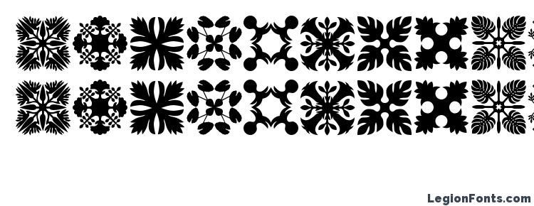глифы шрифта Hawaiian quilt3, символы шрифта Hawaiian quilt3, символьная карта шрифта Hawaiian quilt3, предварительный просмотр шрифта Hawaiian quilt3, алфавит шрифта Hawaiian quilt3, шрифт Hawaiian quilt3
