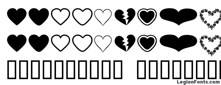 глифы шрифта Hearts BV, символы шрифта Hearts BV, символьная карта шрифта Hearts BV, предварительный просмотр шрифта Hearts BV, алфавит шрифта Hearts BV, шрифт Hearts BV