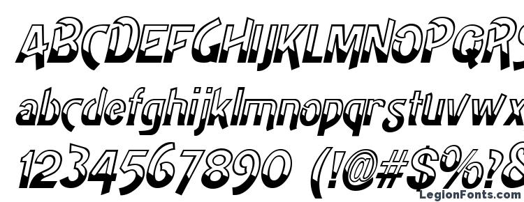 глифы шрифта HighNoon Italic, символы шрифта HighNoon Italic, символьная карта шрифта HighNoon Italic, предварительный просмотр шрифта HighNoon Italic, алфавит шрифта HighNoon Italic, шрифт HighNoon Italic