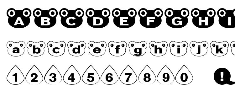 glyphs Kaeru font, сharacters Kaeru font, symbols Kaeru font, character map Kaeru font, preview Kaeru font, abc Kaeru font, Kaeru font