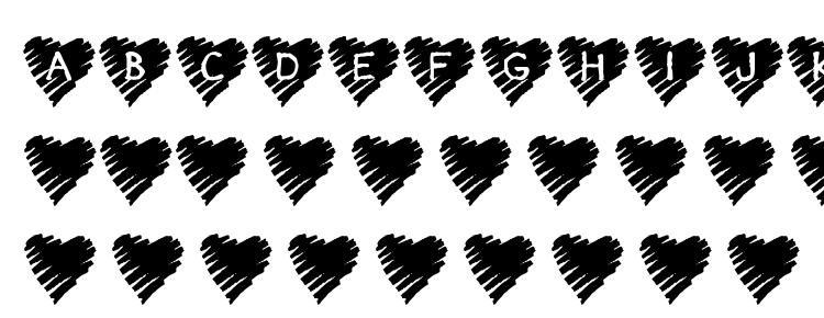 glyphs Kr scribble heart font, сharacters Kr scribble heart font, symbols Kr scribble heart font, character map Kr scribble heart font, preview Kr scribble heart font, abc Kr scribble heart font, Kr scribble heart font