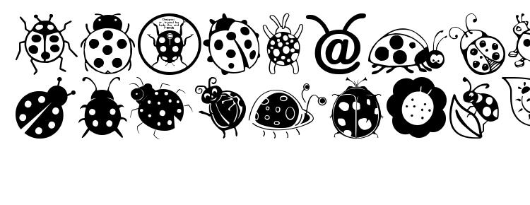 glyphs Ladybug Dings font, сharacters Ladybug Dings font, symbols Ladybug Dings font, character map Ladybug Dings font, preview Ladybug Dings font, abc Ladybug Dings font, Ladybug Dings font