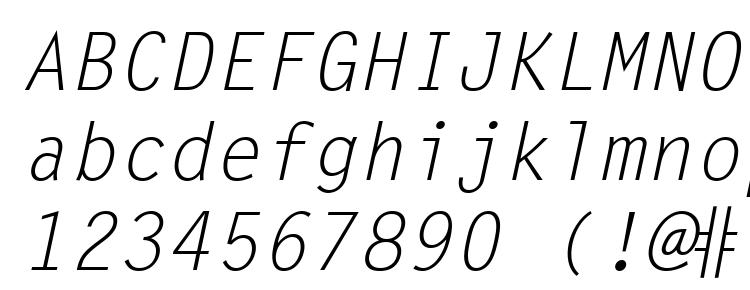 глифы шрифта Letter Gothic LT Slanted, символы шрифта Letter Gothic LT Slanted, символьная карта шрифта Letter Gothic LT Slanted, предварительный просмотр шрифта Letter Gothic LT Slanted, алфавит шрифта Letter Gothic LT Slanted, шрифт Letter Gothic LT Slanted