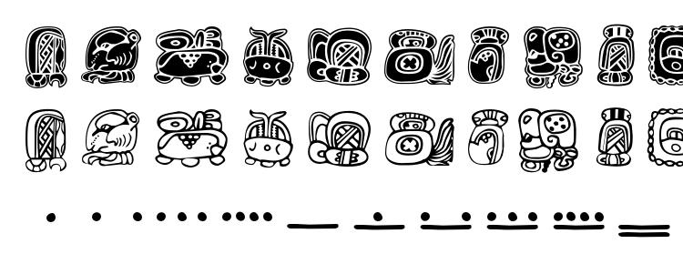 глифы шрифта Mayamonthglyphs, символы шрифта Mayamonthglyphs, символьная карта шрифта Mayamonthglyphs, предварительный просмотр шрифта Mayamonthglyphs, алфавит шрифта Mayamonthglyphs, шрифт Mayamonthglyphs