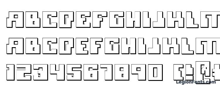 glyphs Micronian 3D font, сharacters Micronian 3D font, symbols Micronian 3D font, character map Micronian 3D font, preview Micronian 3D font, abc Micronian 3D font, Micronian 3D font