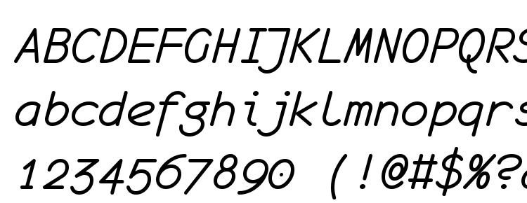 глифы шрифта Monofur italic, символы шрифта Monofur italic, символьная карта шрифта Monofur italic, предварительный просмотр шрифта Monofur italic, алфавит шрифта Monofur italic, шрифт Monofur italic