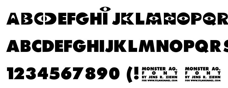 glyphs Monster AG font, сharacters Monster AG font, symbols Monster AG font, character map Monster AG font, preview Monster AG font, abc Monster AG font, Monster AG font