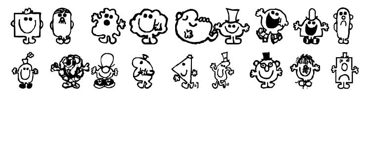 glyphs Mr men font, сharacters Mr men font, symbols Mr men font, character map Mr men font, preview Mr men font, abc Mr men font, Mr men font