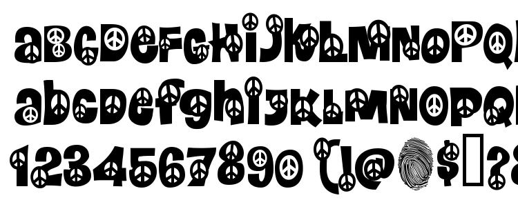 glyphs Peace font, сharacters Peace font, symbols Peace font, character map Peace font, preview Peace font, abc Peace font, Peace font