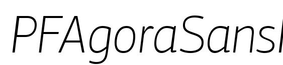 PFAgoraSansPro ThinItalic font, free PFAgoraSansPro ThinItalic font, preview PFAgoraSansPro ThinItalic font