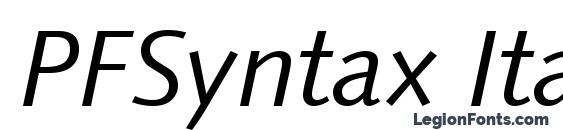 PFSyntax Italic Font, All Fonts