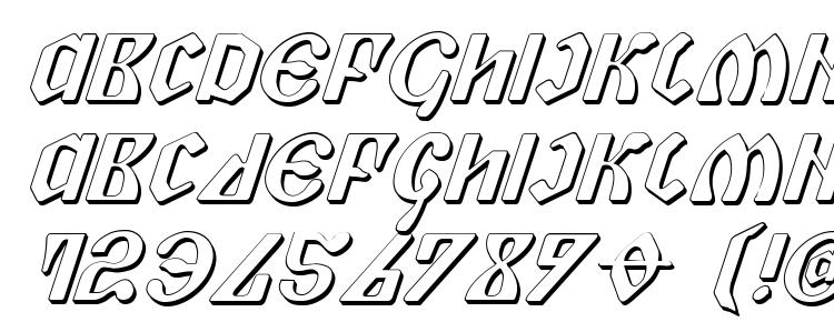 glyphs Piper Pie 3D Italic font, сharacters Piper Pie 3D Italic font, symbols Piper Pie 3D Italic font, character map Piper Pie 3D Italic font, preview Piper Pie 3D Italic font, abc Piper Pie 3D Italic font, Piper Pie 3D Italic font