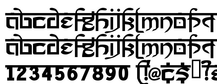 глифы шрифта Prakrta, символы шрифта Prakrta, символьная карта шрифта Prakrta, предварительный просмотр шрифта Prakrta, алфавит шрифта Prakrta, шрифт Prakrta