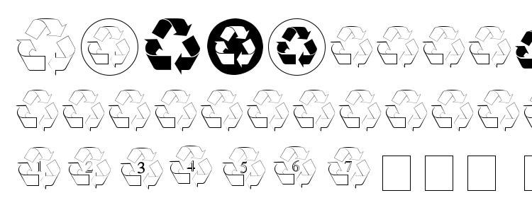 глифы шрифта Recycle Medium, символы шрифта Recycle Medium, символьная карта шрифта Recycle Medium, предварительный просмотр шрифта Recycle Medium, алфавит шрифта Recycle Medium, шрифт Recycle Medium